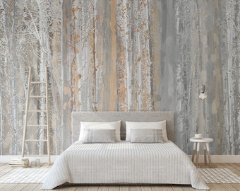 White Branches 3246 Wallpaper Mural Self Adhesive Peel and Stick Wall Sticker Wall Decoration Design Removable