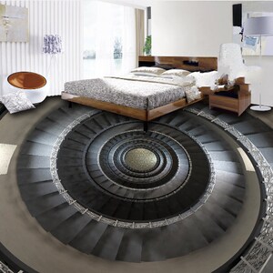 3D Black Stairs 0072 Floor Wallpaper Murals Self-adhesive Removable
