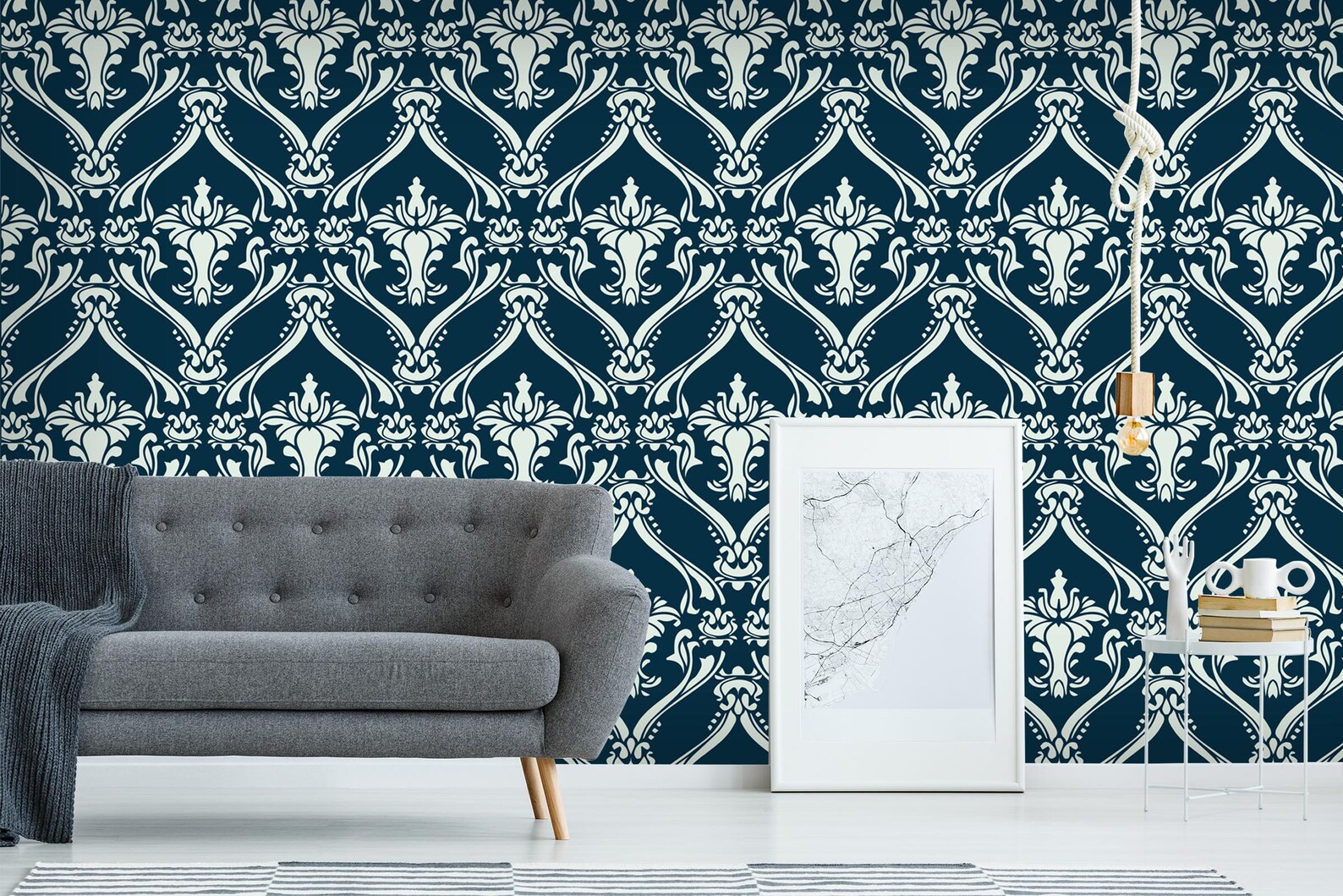 Blue Traditional Pattern 2391 Wallpaper Mural Self Adhesive Etsy