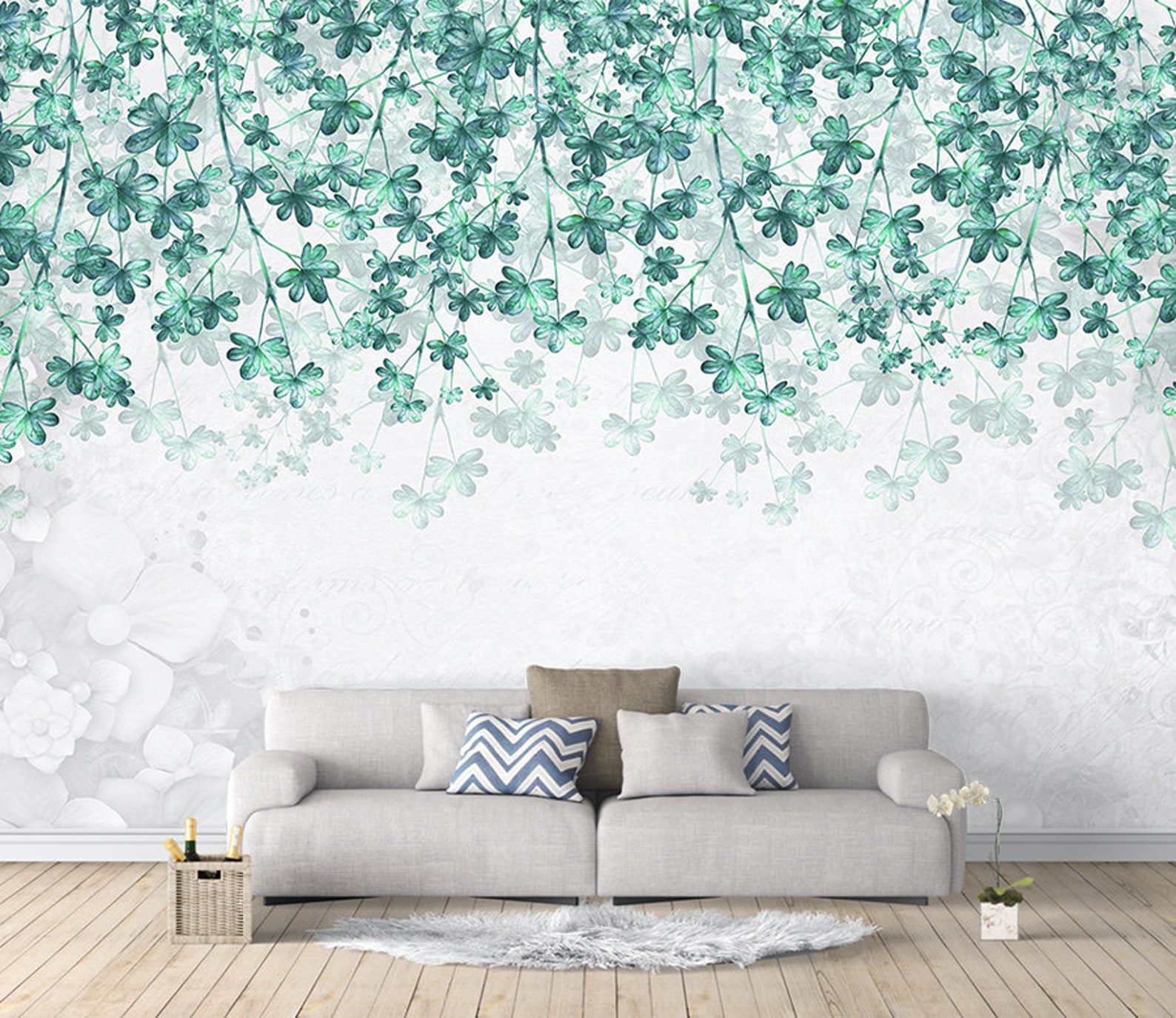 Rattan Leaves 3251 Wallpaper Mural Self Adhesive Peel and | Etsy
