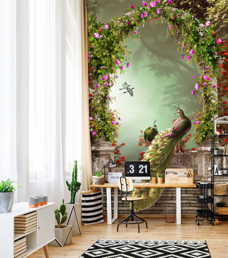 Arch Peacock 1230 Wallpaper Mural Self Adhesive Peel and ...