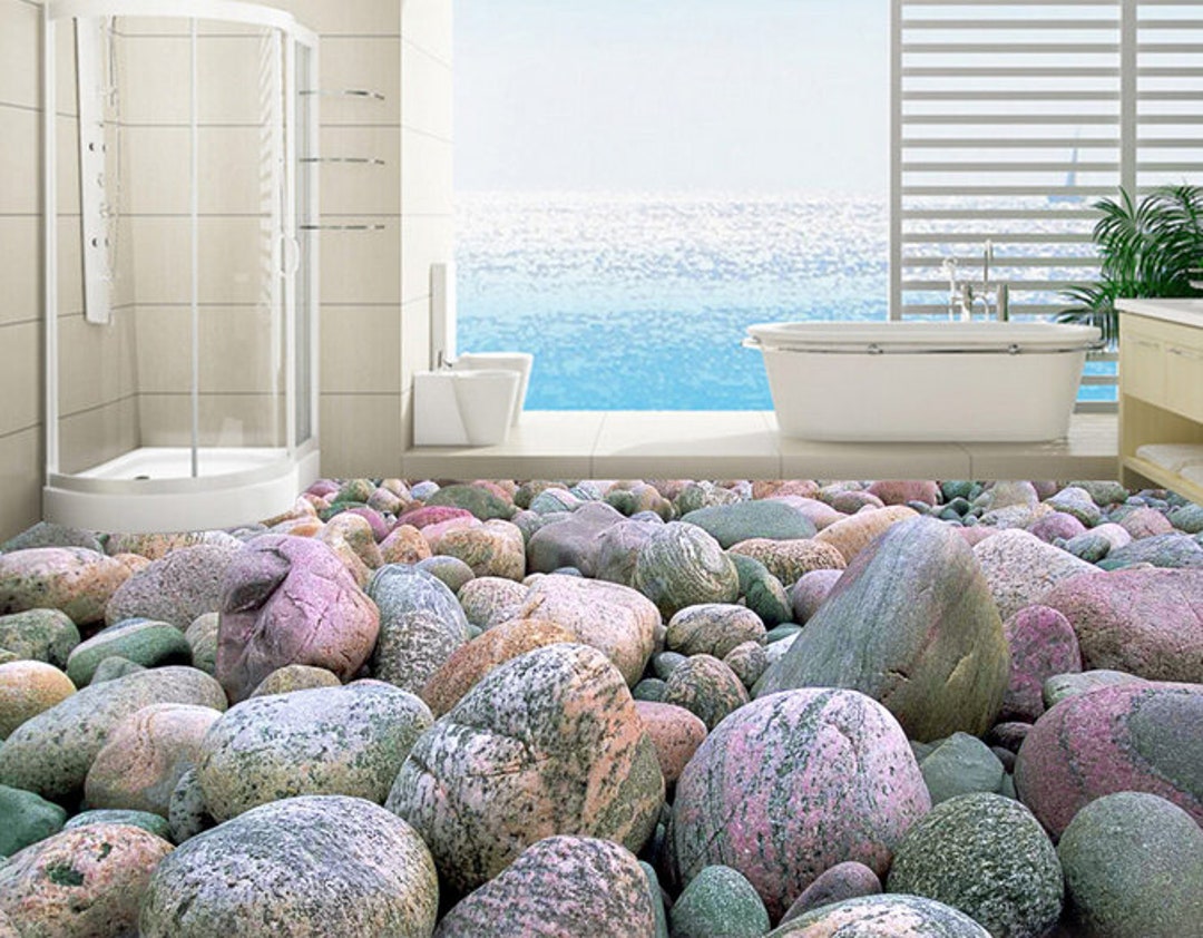 3D Seaside Stones 0677 Floor Wallpaper Murals Self-adhesive Removable ...