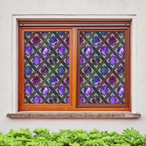 3D Decorative Pattern W2702 Window Film Print Sticker Cling Stained Glass Xmas Window Decor UV Heat Control Glass Privacy Window Film Rose