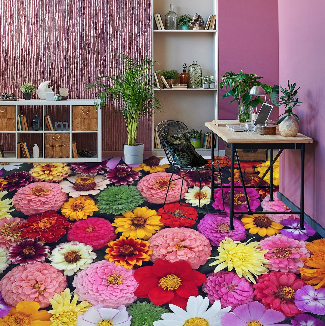 3D Flowers Pattern 521 Kitchen Mat Floor Mural
