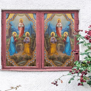 3D Church Sage W2604 Window Film Print Sticker Cling Stained Glass Xmas Window Decor UV Heat Control Glass Privacy Window Film Rose