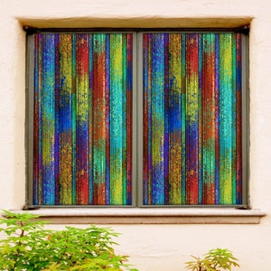 3D Vertical Grain W1803 Window Film Print Sticker Cling Stained Glass Xmas Window Decor UV Heat Control Glass Privacy Window Film Rose