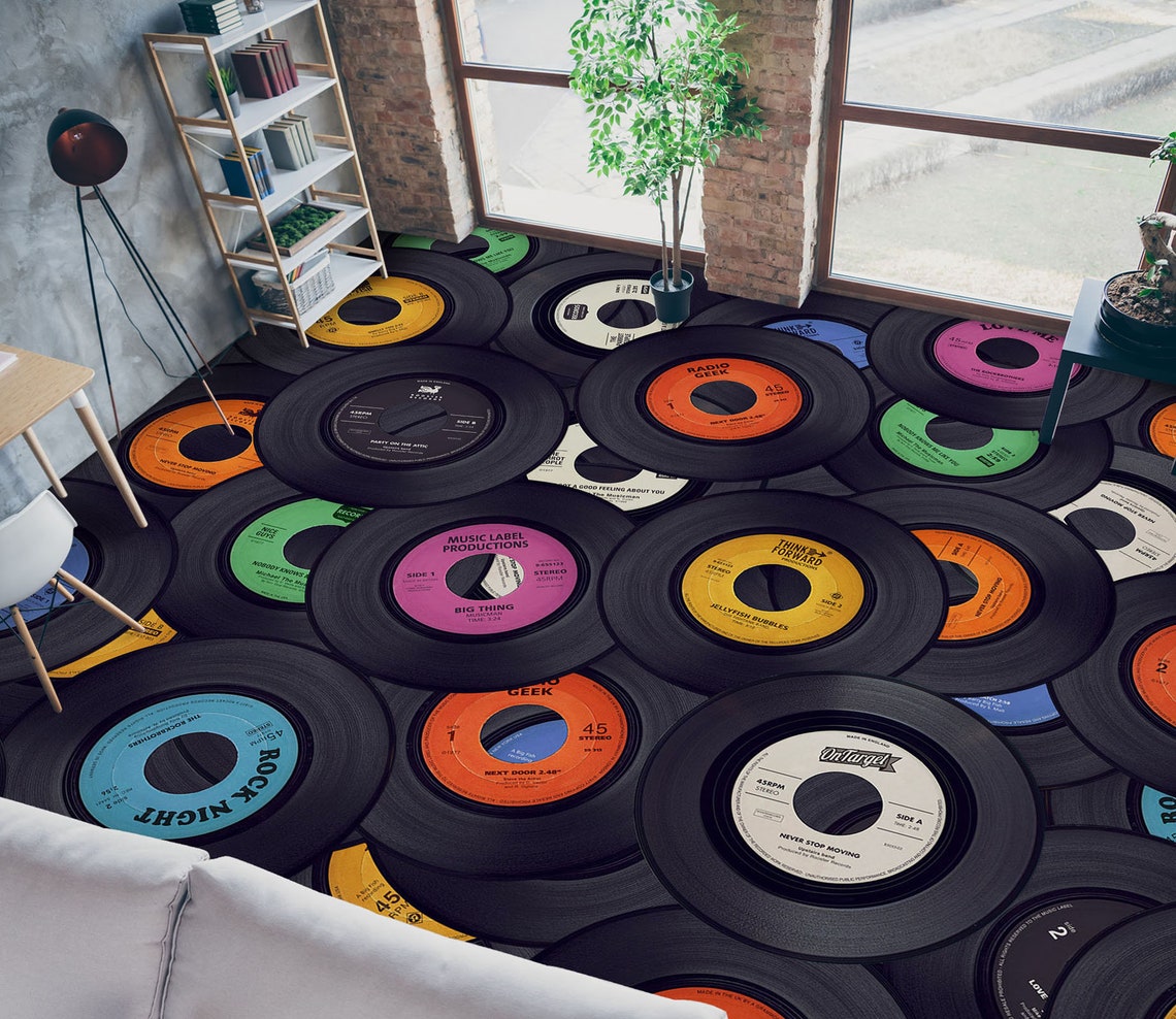 3d vinyl records 9091 floor wallpaper murals self adhesive