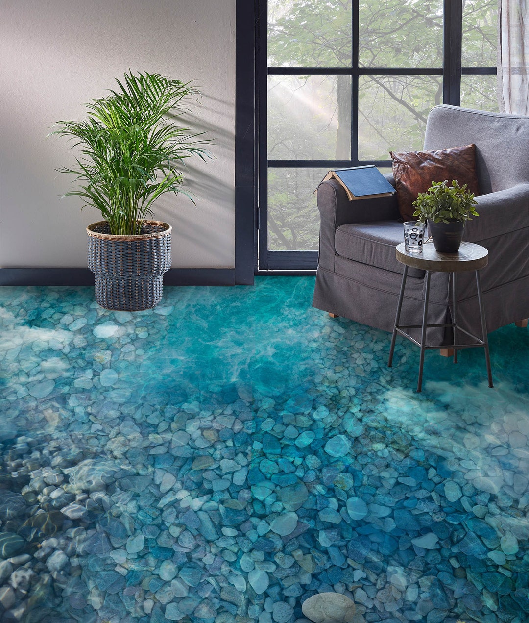 3D Stone Lake 1356 Floor Wallpaper Murals Self-adhesive Removable ...