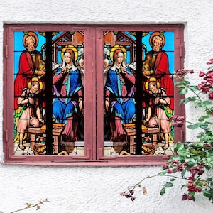 3D Child Woman W6622 Window Film Print Sticker Cling Stained Glass Xmas Window Decor UV Heat Control Glass Privacy Window Film Rose