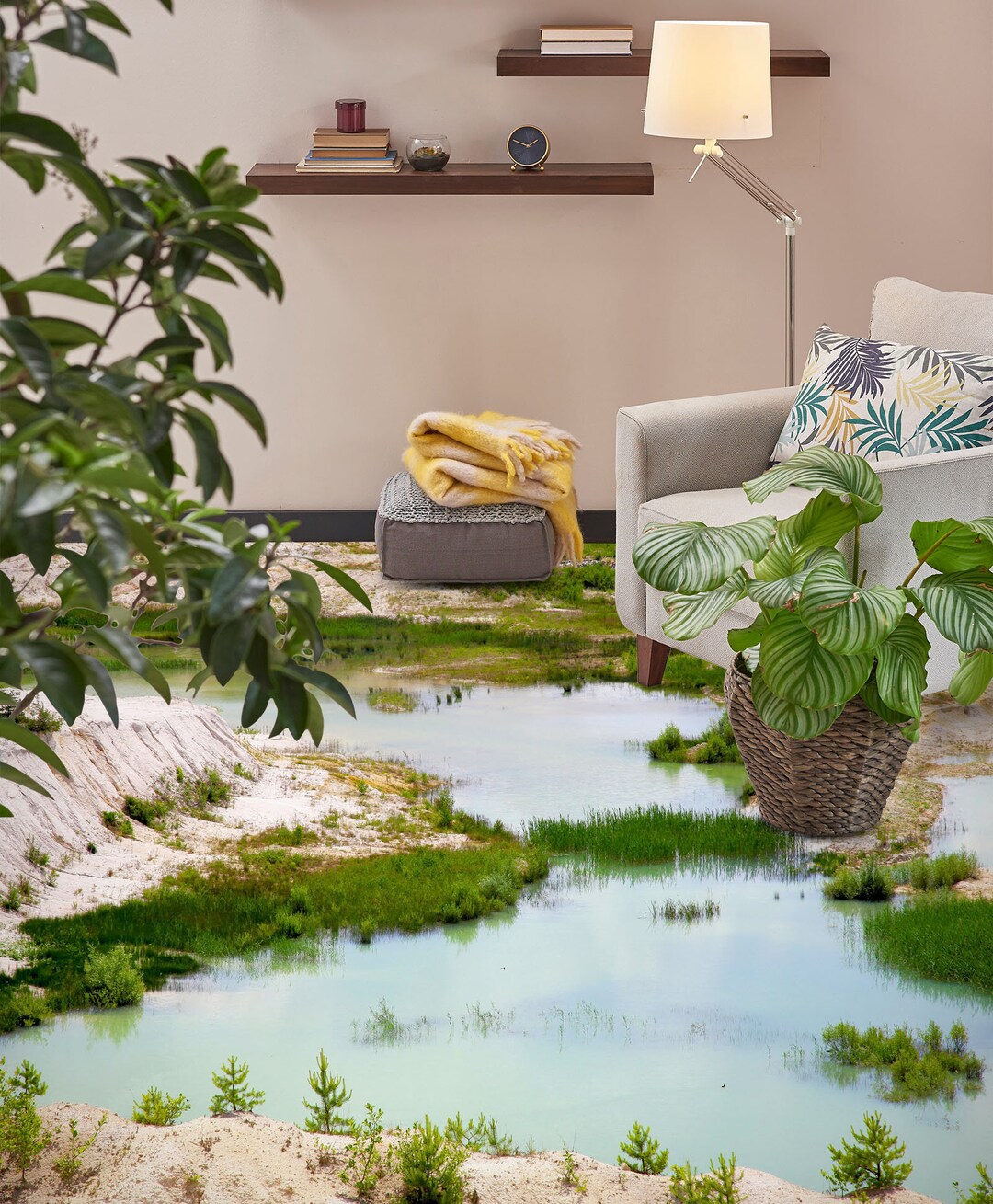 3D Grass Lake 5227 Floor Wallpaper Murals Self-adhesive Removable ...