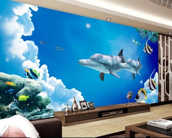 Sea Life Dolphin A002 Wallpaper Mural Self Adhesive Peel and | Etsy