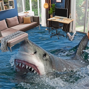 3D Sharp Shark Teeth 2241 Floor Wallpaper Murals Self-Adhesive Removable Kitchen Bath Floor Waterproof floor Rug Mat Print Epoxy YOYO