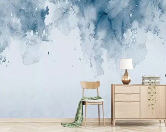 Blue Ink Painting 3194 Wallpaper Mural Self Adhesive Peel and Stick Wall Sticker Wall Decoration Design Removable