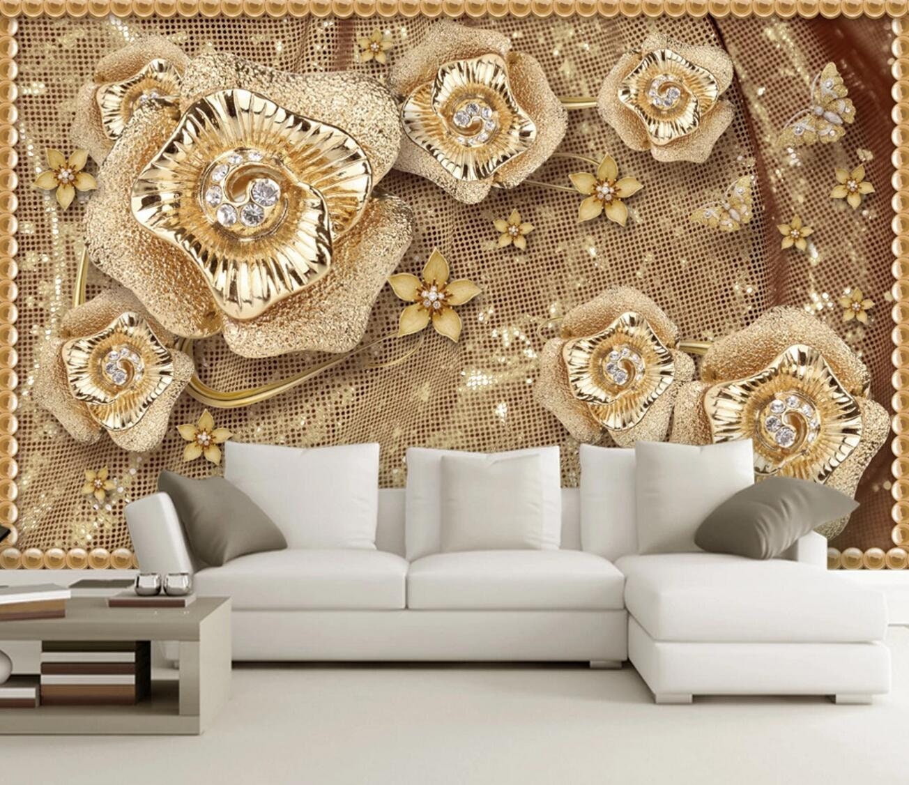 Gold Jewelry A188 Wallpaper Mural Self Adhesive Peel and Stick | Etsy