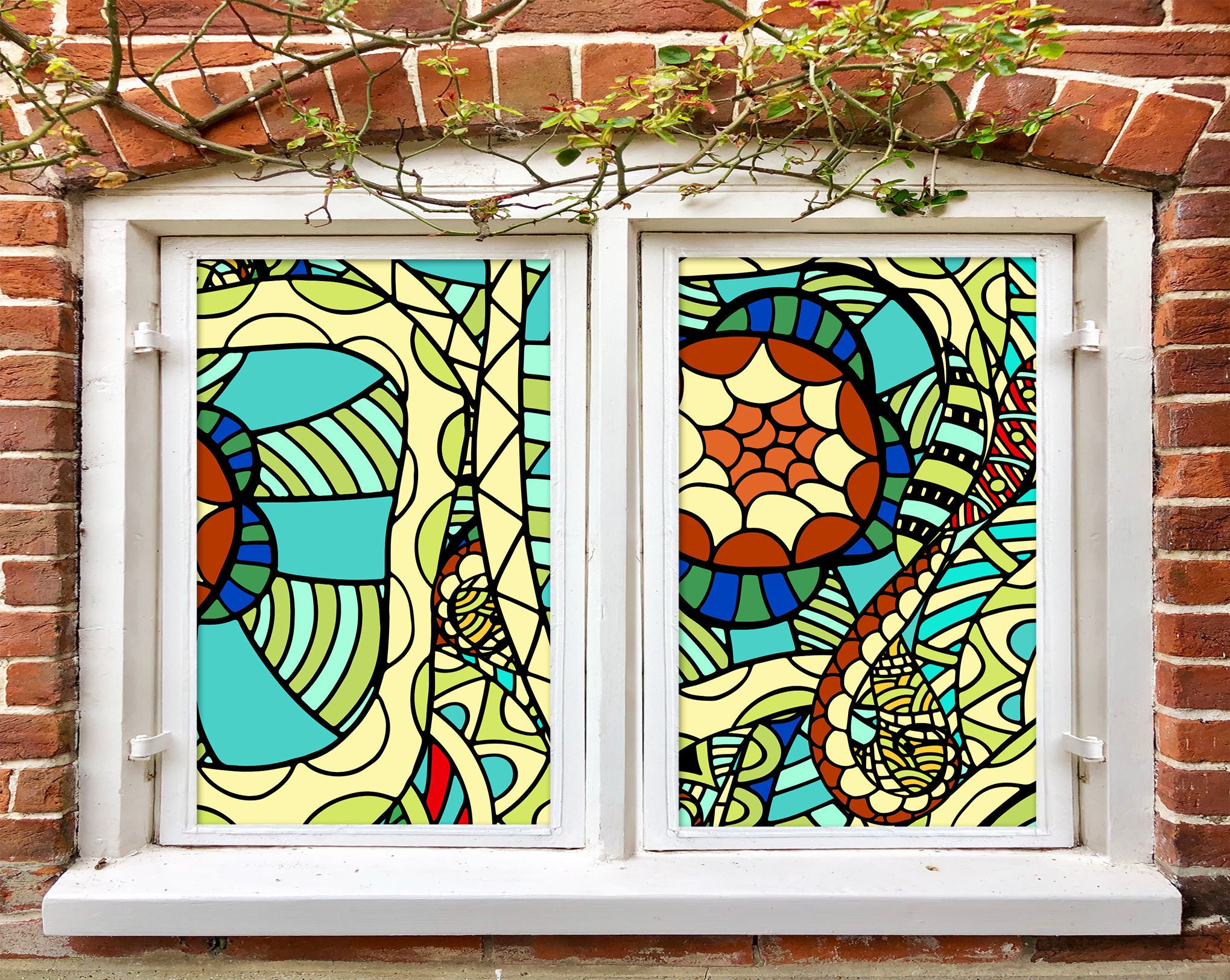 Snake Window Display 3D Long Form Snake W7894 Window Film Print Sticker Cling Stained Glass ...