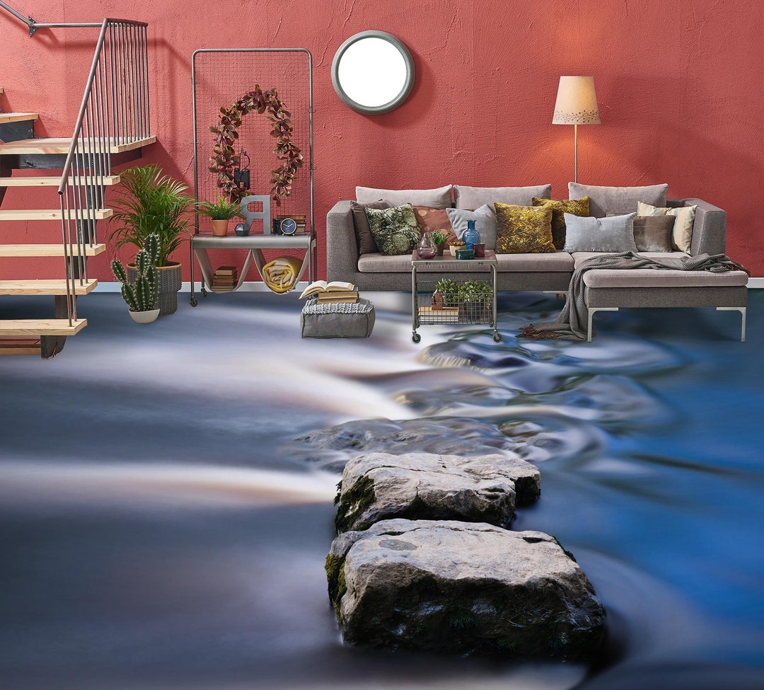 3D Stone Lake 5409 Floor Wallpaper Murals Self-adhesive Removable ...