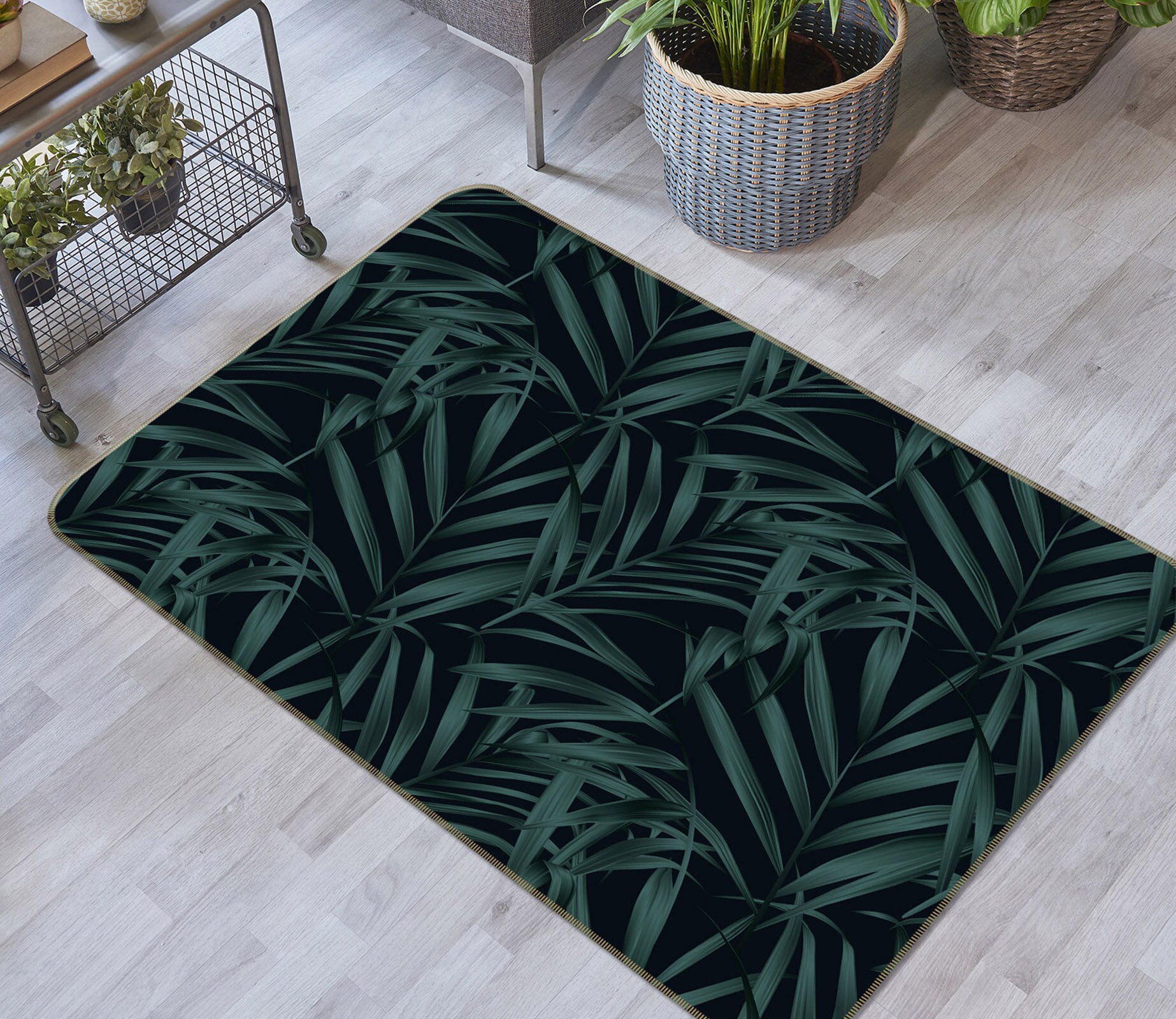 3D Dark Green Leaves FA5788 Floor Non Slip Rug Carpet Room Mat Etsy