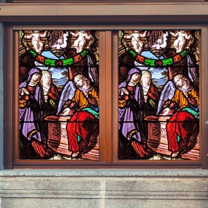 3D Tender Beauty W5542 Window Film Print Sticker Cling Stained Glass Xmas Window Decor UV Heat Control Glass Privacy Window Film Rose