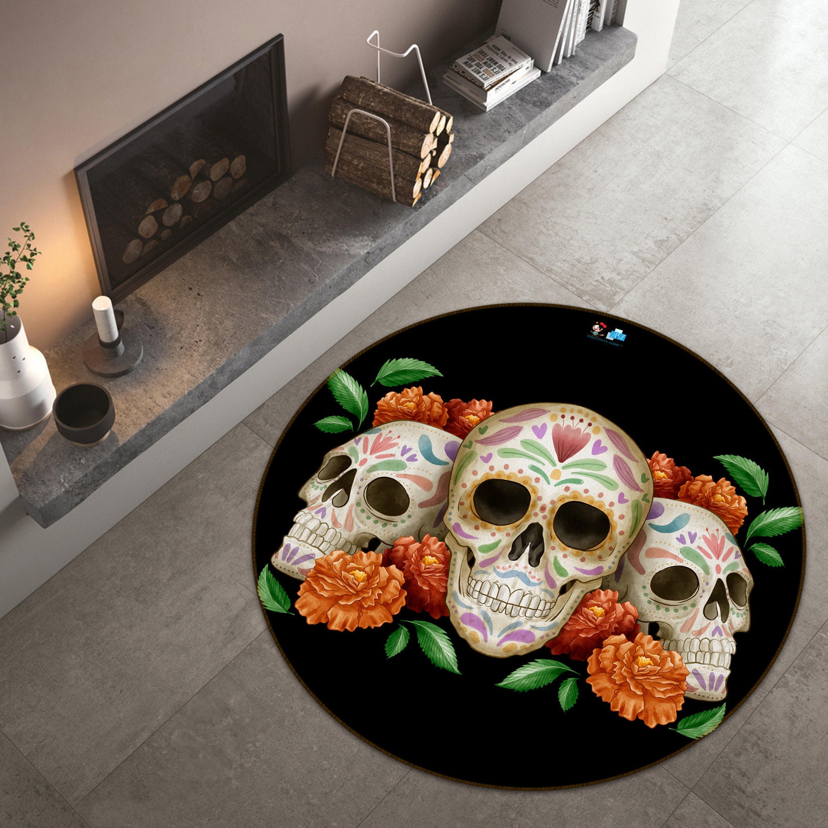 3D Three Artistic Skulls FA4247 Floor Non Slip Rug Carpet Room Etsy