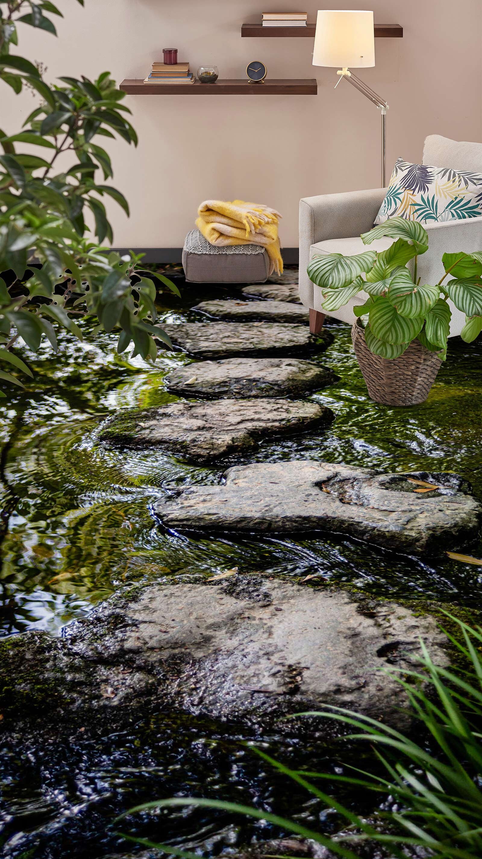 3D Stone Lake 2676 Floor Wallpaper Murals Self-adhesive Removable ...