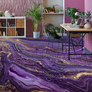 3D Purple Gold Texture 8979 Floor Wallpaper Murals Autoadesivo Rimovibile Cucina Bagno Pavimento Impermeabile Tappeto Tappeto Stampa Epoxy YOYO