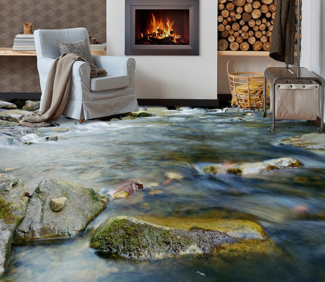 3D River Stones 5611 Floor Wallpaper Murals Self-adhesive Removable ...