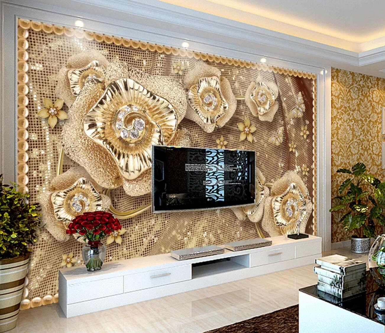 Gold Jewelry A188 Wallpaper Mural Self Adhesive Peel and Stick - Etsy New Zealand Gold Jewelry A188 Wallpaper Mural Self Adhesive Peel and Stick - Etsy New Zealand