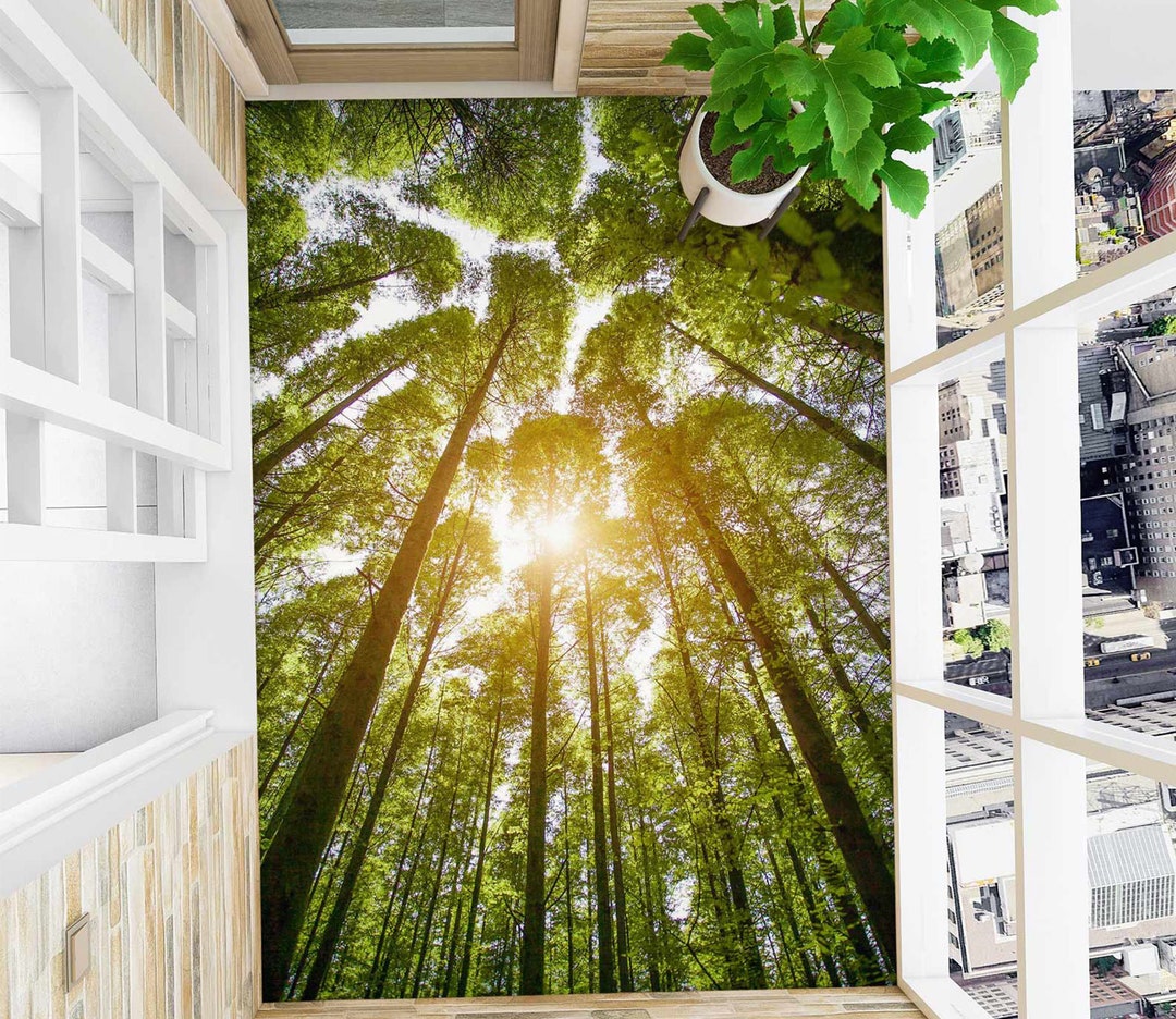 3D Sunny Forest 9231 Floor Wallpaper Murals Self-adhesive Removable ...