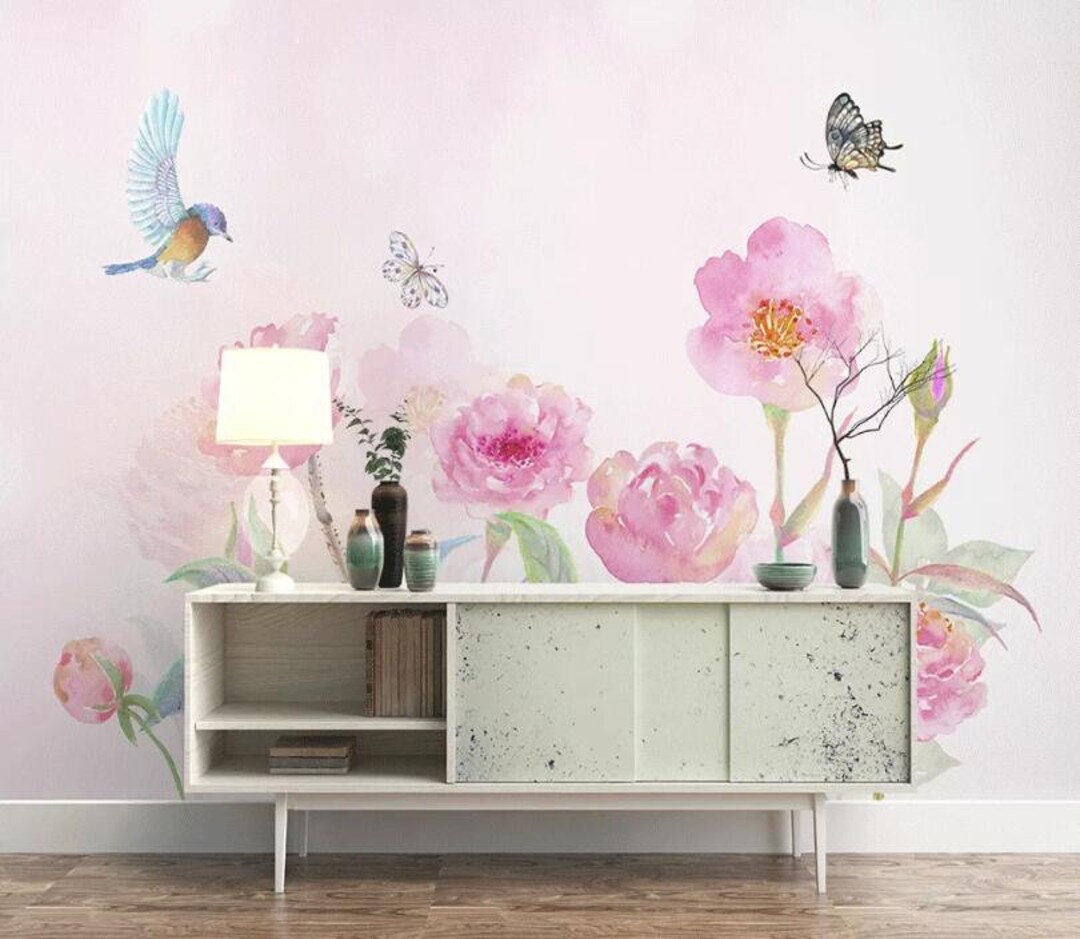 Bird Butterfly WC380 Wallpaper Mural Self Adhesive Peel and - Etsy