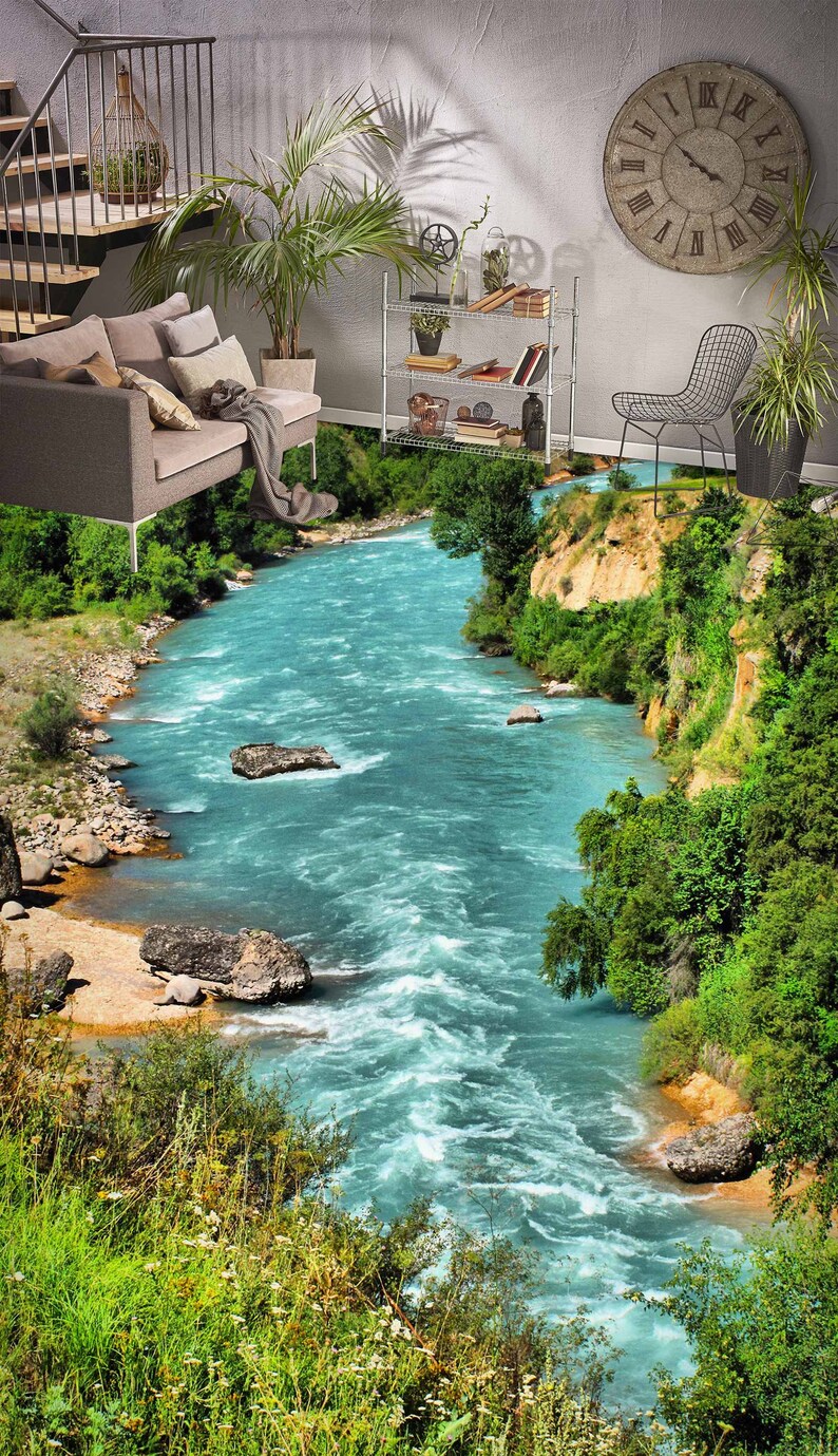 3D Natural River 5380 Floor Wallpaper Murals Self-adhesive Removable ...