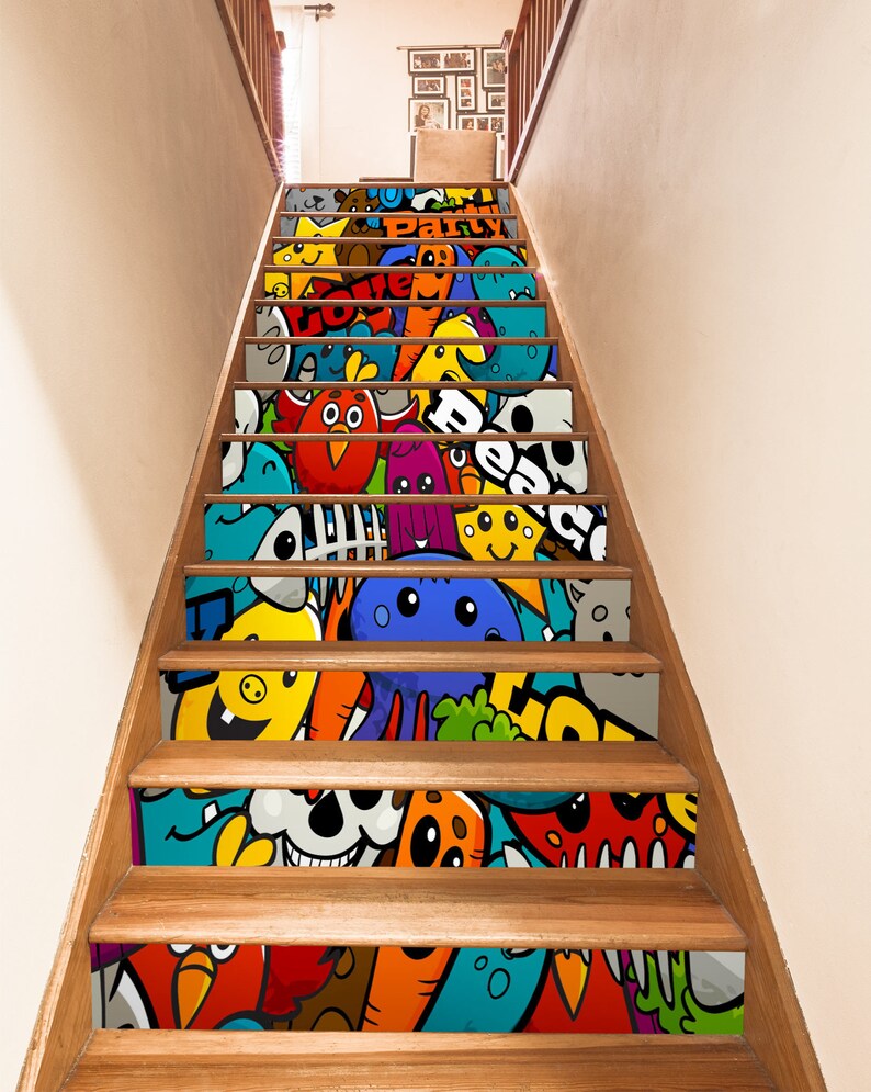 3D Cartoon Pig SS0080 Pattern Tile Marble Stair Risers Decoration Photo Self-adhesive Mural Vinyl Decal Wallpaper Murals Wallpaper Mural