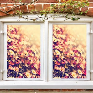 3D Chrysanthemum W54093 Window Film Print Sticker Cling Stained Glass Xmas Window Decor UV Heat Control Glass Privacy Window Film Rose