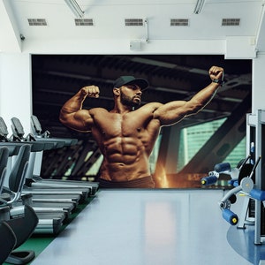 3D Corpo forte 5233 Palestra Sport Carta da parati Murale Autoadesivo Peel and Stick Wall Sticker Decorazione murale Allenamento rimovibile Allenamento Romy