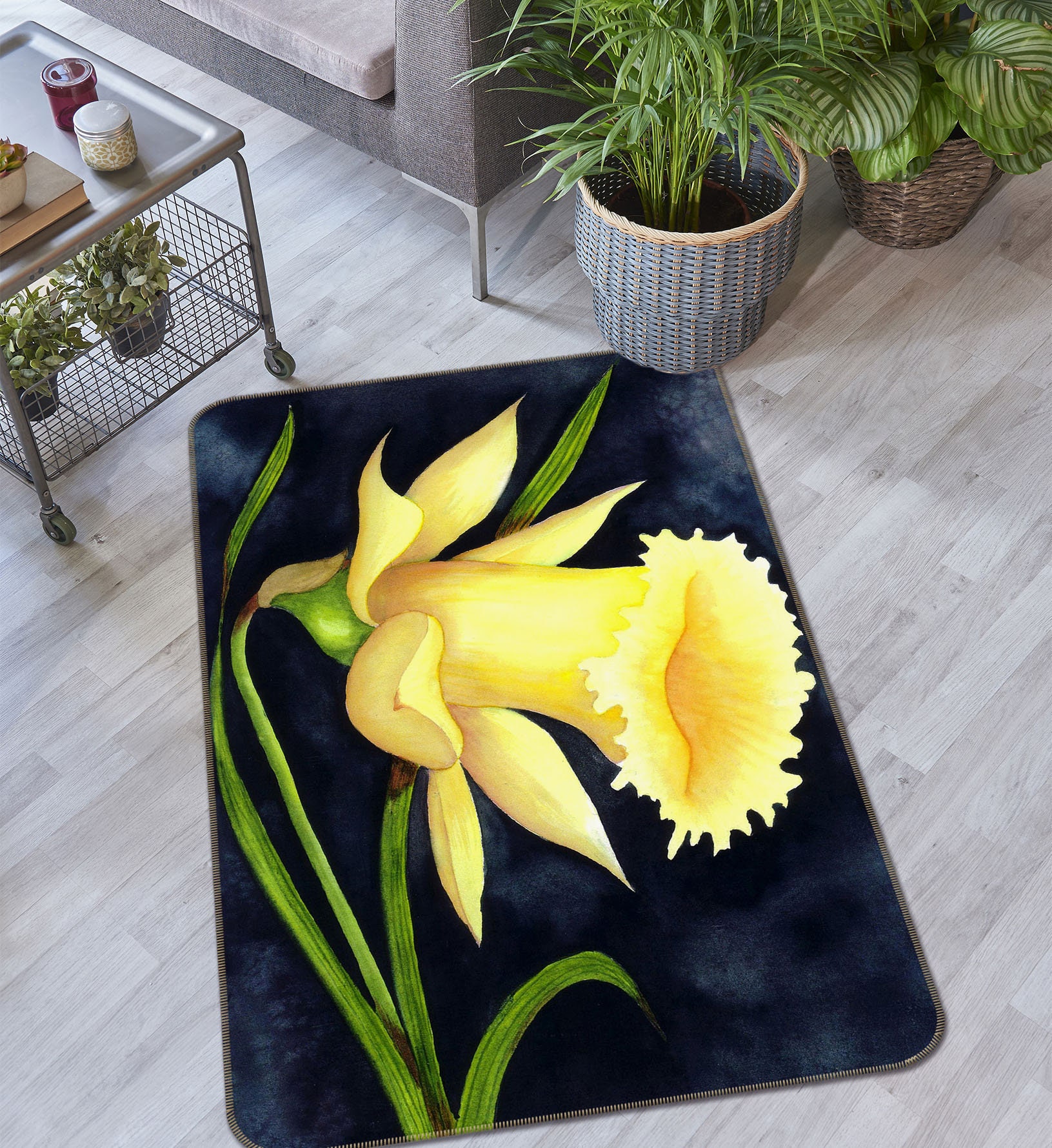 3D Bold Yellow Flowers FA1410 Floor Non Slip Rug Carpet Room Etsy