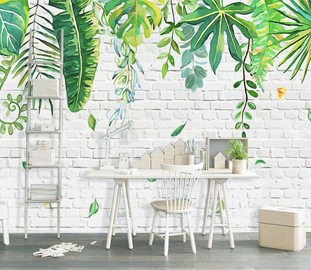 Rattan Leaves 3141 Wallpaper Mural Self Adhesive Peel and - Etsy