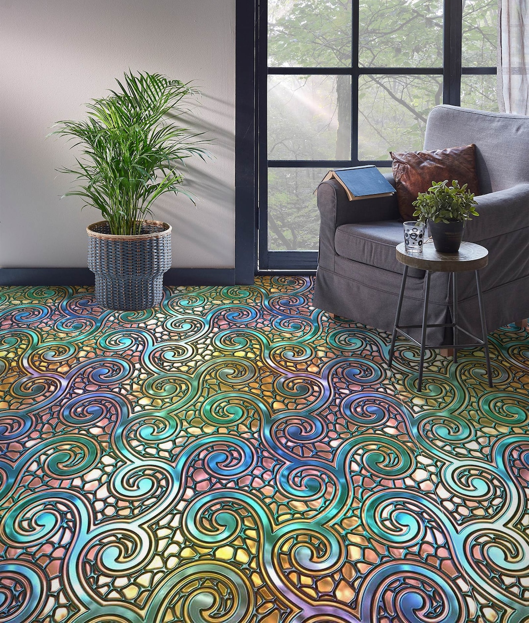 3D Fashion Pattern Floor Mural  Non-slip, Waterproof  & Removable Rug Mat & Floor Murals