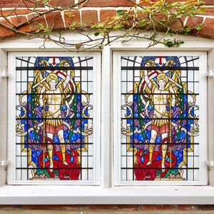 3D Golden Sword W1435 Window Film Print Sticker Cling Stained Glass Xmas Window Decor UV Heat Control Glass Privacy Window Film Rose