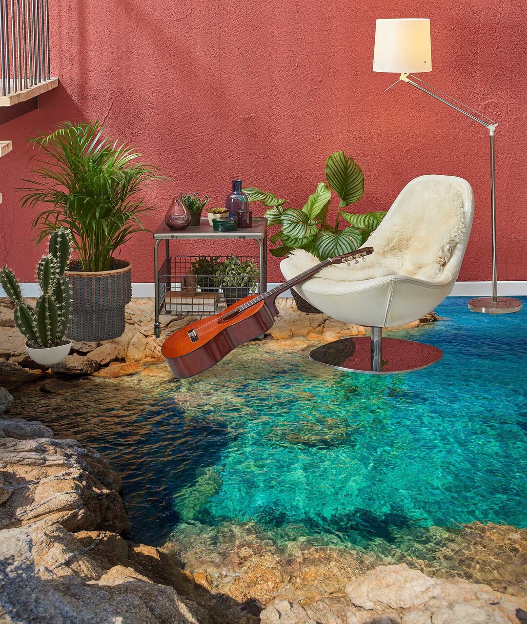 3D Lake Stones 5334 Floor Wallpaper Murals Self-adhesive Removable ...