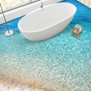 3D Clear Blue Sea Water 2410 Pavimento Carta da parati Murales Autoadesivo Rimovibile Cucina Bagno Pavimento Pavimento impermeabile Tappeto Mat Print Epoxy YOYO