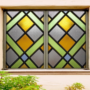3D Diamond Pattern W1534 Window Film Print Sticker Cling Stained Glass Xmas Window Decor UV Heat Control Glass Privacy Window Film Rose