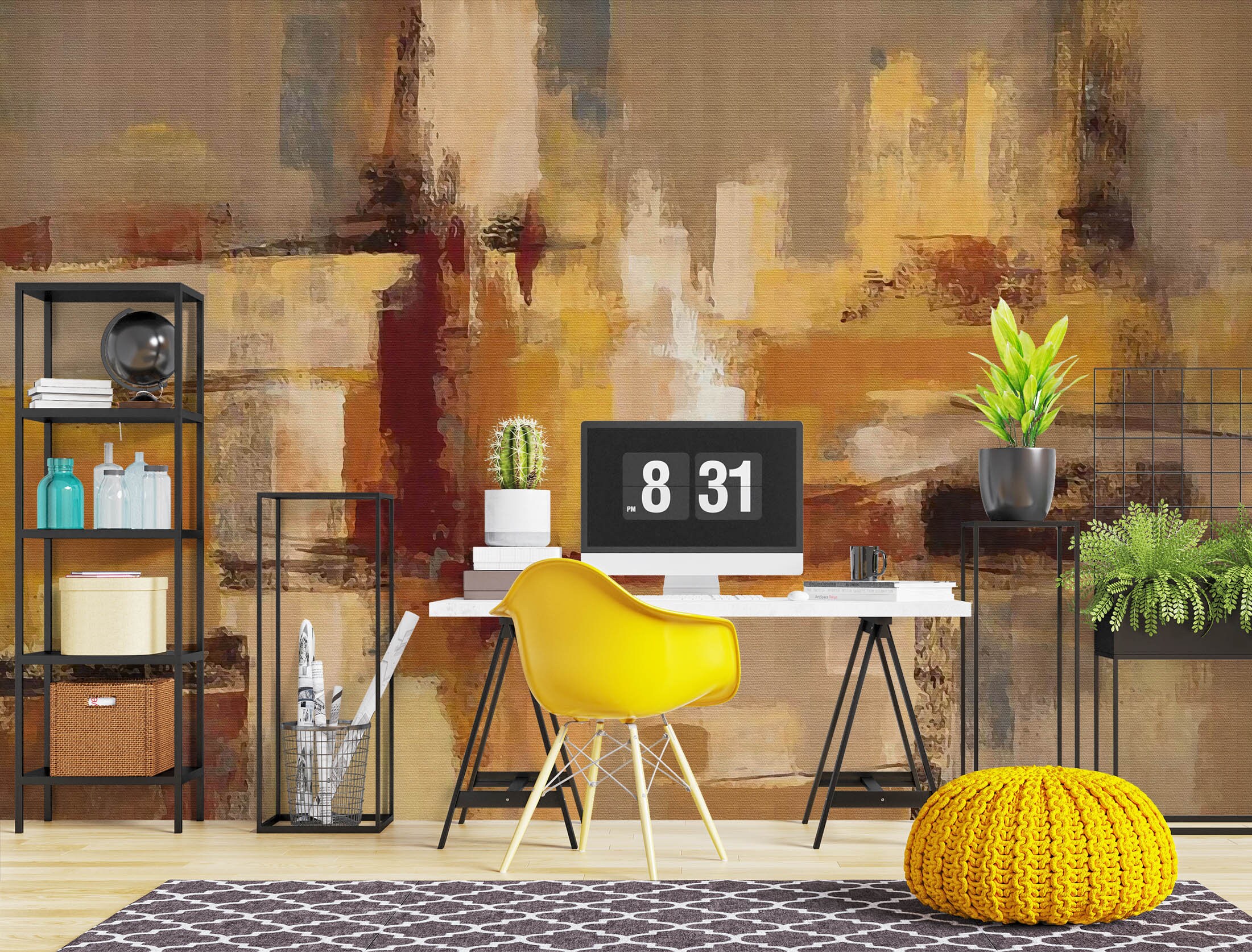 Yellow Abstract 1231 Wallpaper Mural Self Adhesive Peel and | Etsy