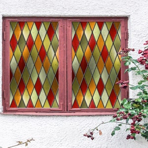 3D-konst Rhombuses W727 Fönsterfilm Tryckklistermärke Självhäftande Glas Julfönsterdekor UV Värmekontroll Glas Sekretess Fönsterfilm Romy