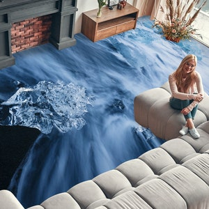 3D Winter Cold Sea 3193 Floor Wallpaper Murals Self-Adhesive Removable Kitchen Bath Floor Waterproof floor Rug Mat Print Epoxy 2023