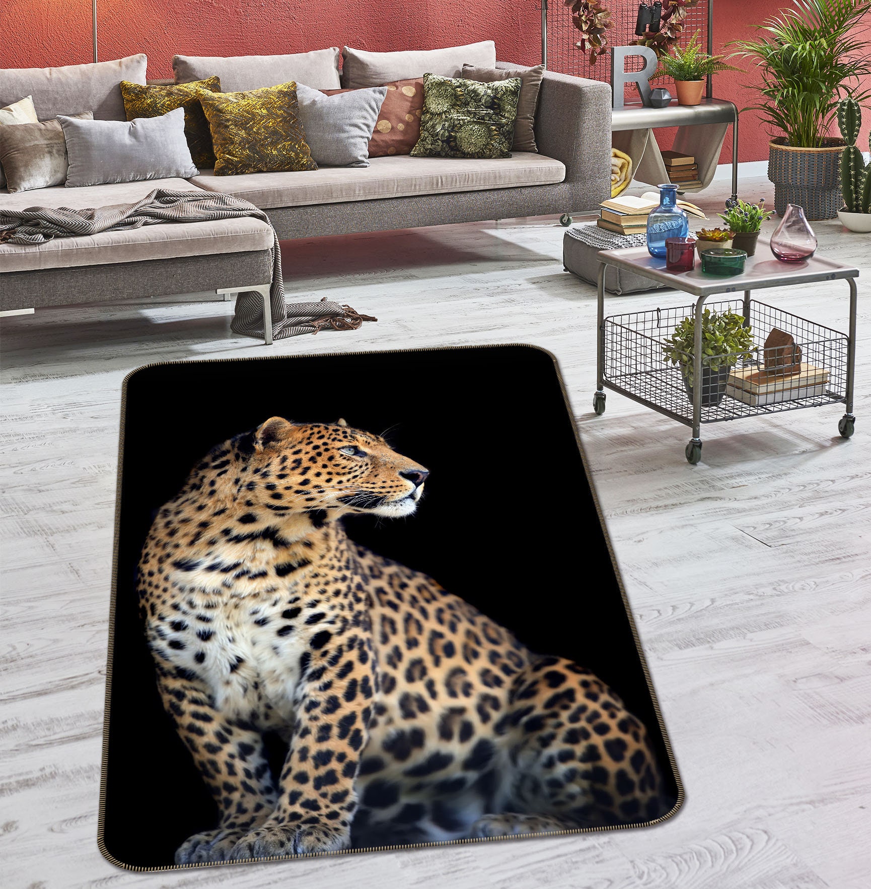 Makeup Leopard Round Floor Mat Area Rugs Bedroom Carpets Livingroom Non-Slip Rug 