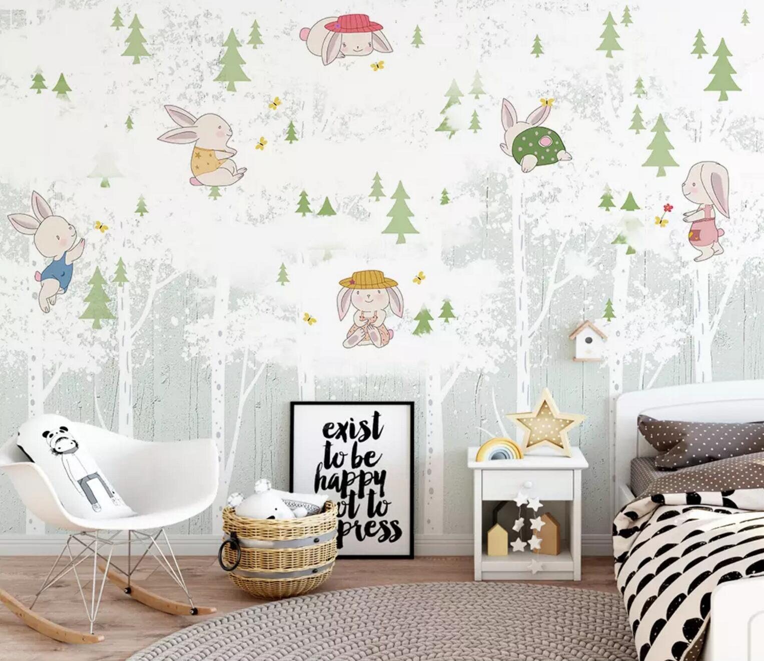 Cartoon Bunny 2828 Wallpaper Mural Self Adhesive Peel and | Etsy