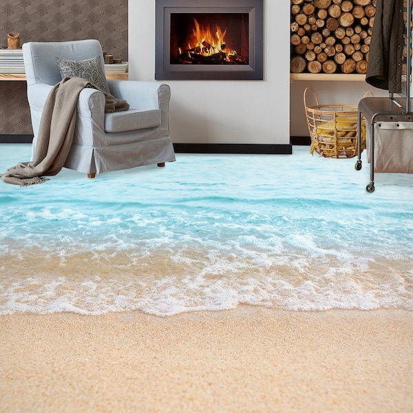 Beach Floor Mural Etsy