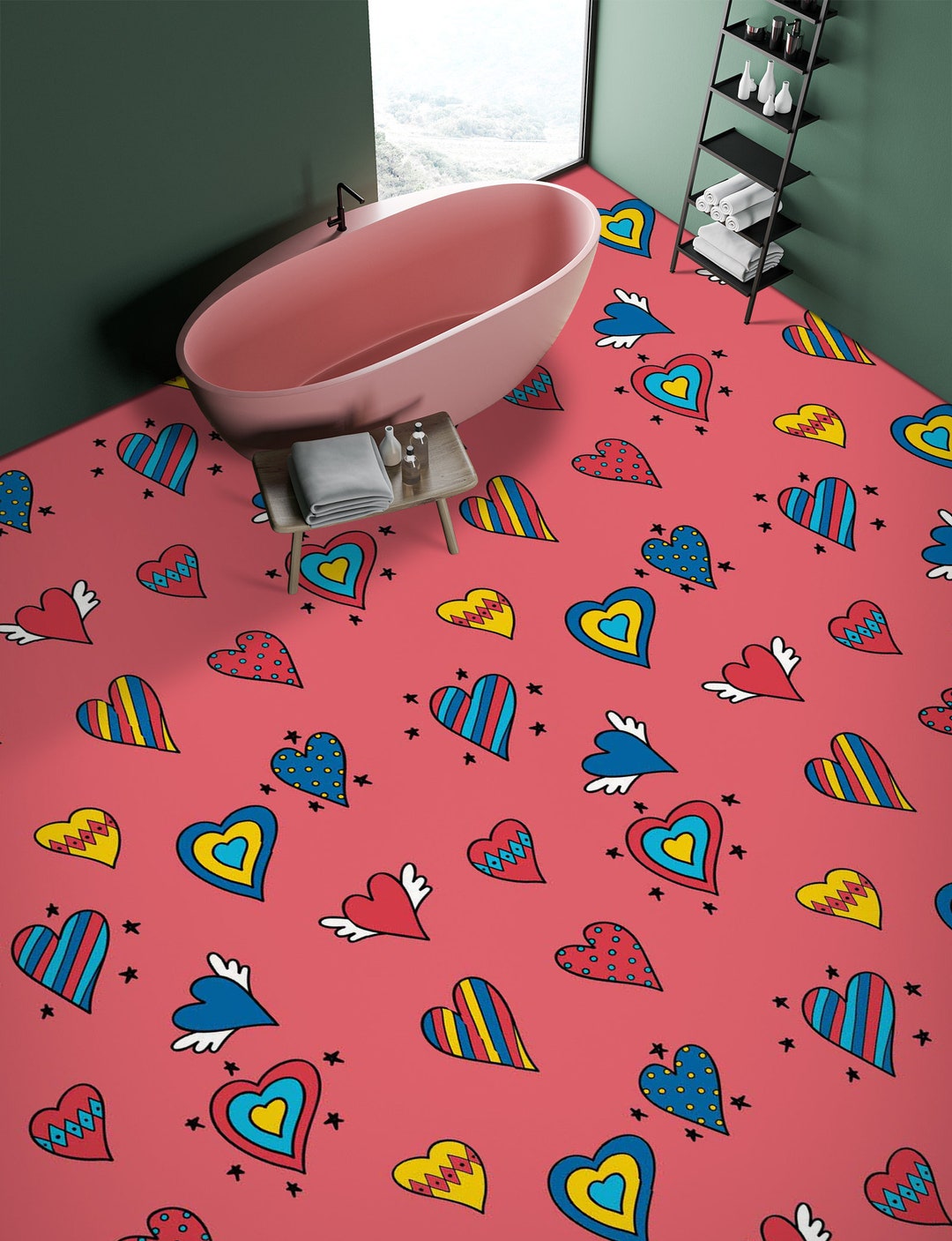 3D Color Love 2216 Floor Wallpaper Murals Self-adhesive Removable ...