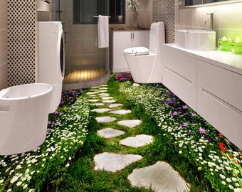 3D Garden Flower 0445 Floor Wallpaper Murals Self-Adhesive Removable Kitchen Bath Floor Waterproof floor Rug Mat Print Epoxy YOYO