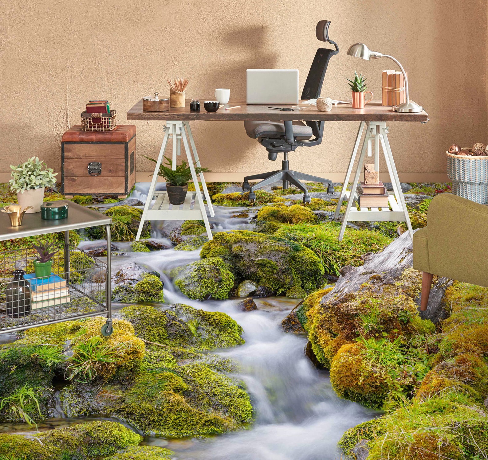 3D Stream Stones 5332 Floor Wallpaper Murals Self-adhesive Removable ...