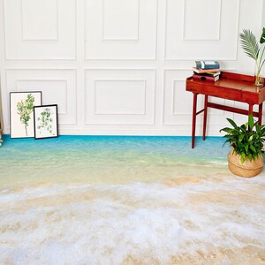 3D Summer Sea 2010 Floor Wallpaper Murals Self-Adhesive Removable Kitchen Bath Floor Waterproof floor Rug Mat Print Epoxy 2023